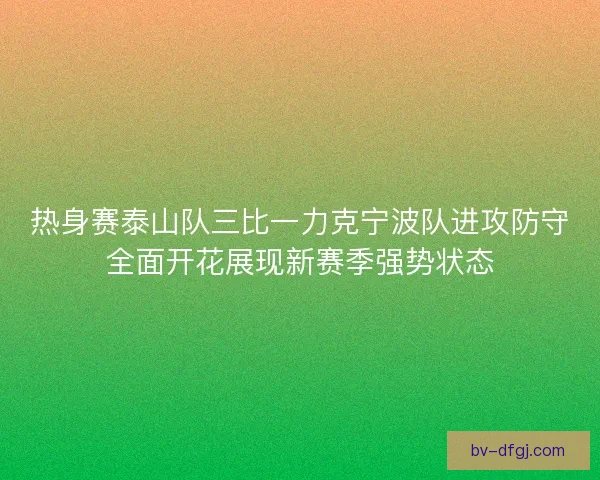 热身赛泰山队三比一力克宁波队进攻防守全面开花展现新赛季强势状态