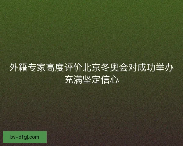 外籍专家高度评价北京冬奥会对成功举办充满坚定信心